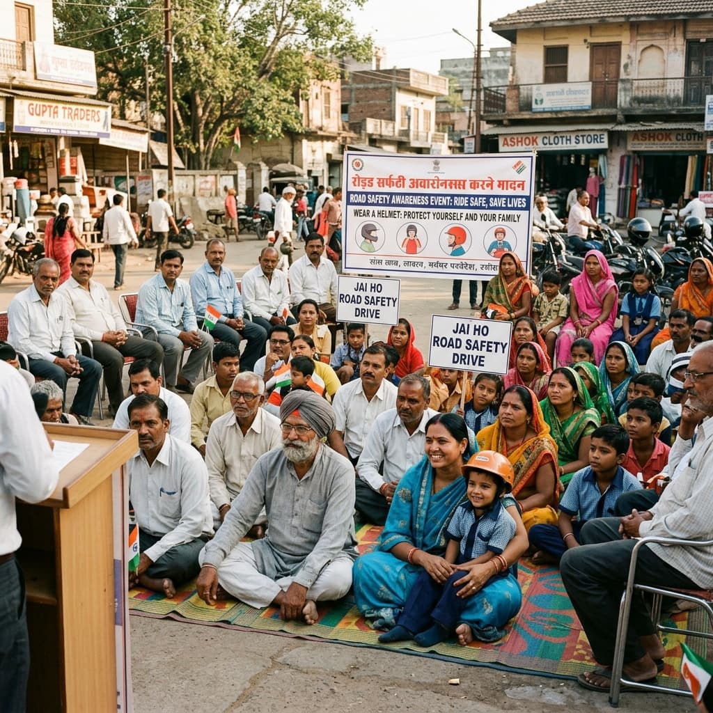Community road safety awareness event in India