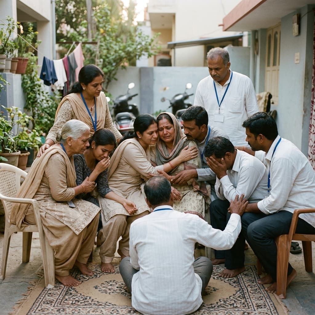 Family members supporting each other